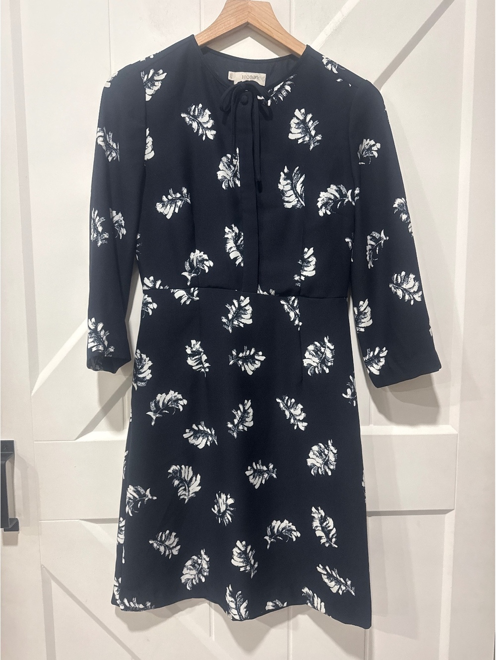 Hobbs London Navy Blue Floral Print Dress, Size US 4